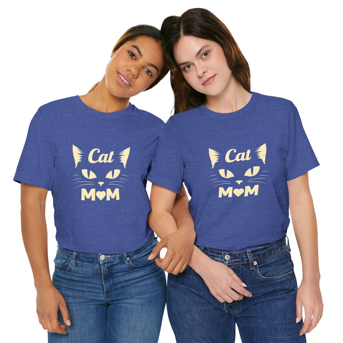 Cat Mom T-Shirt — Cute Cat Face Graphic Tee for Cat Lovers