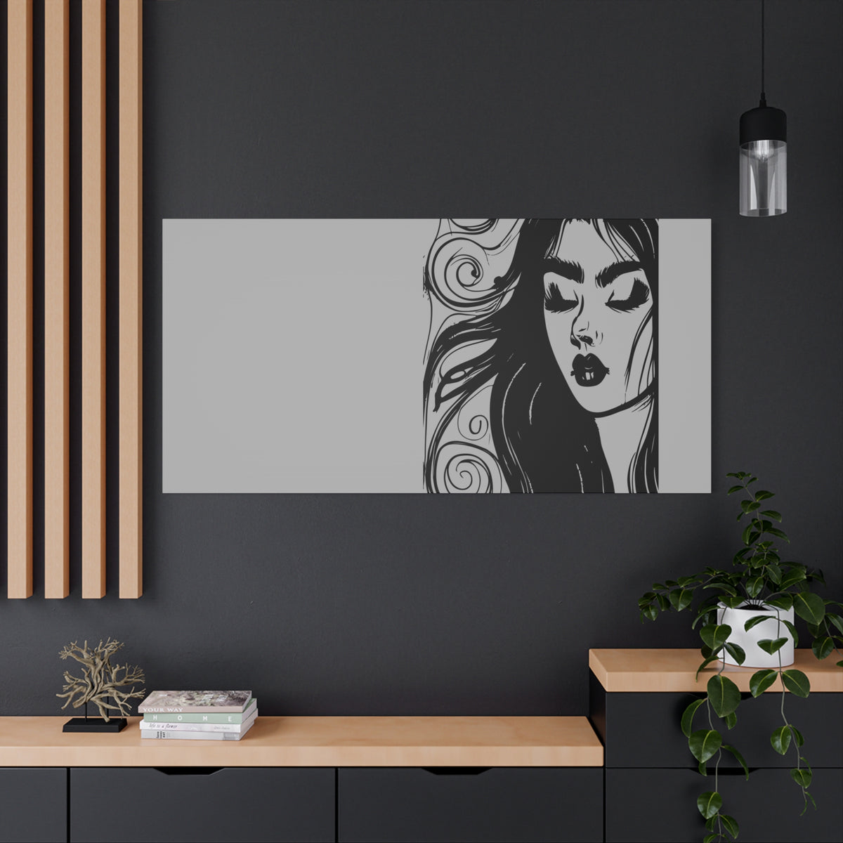 Gothic Woman Portrait Canvas Art — Matte Stretched Wall Decor