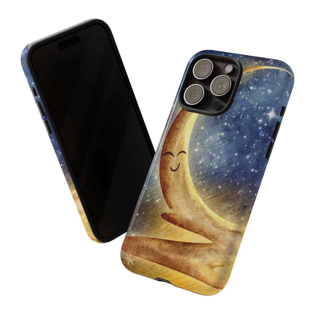 Moonlit Smile Phone Case — Starry Night Crescent Moon iPhone Cover