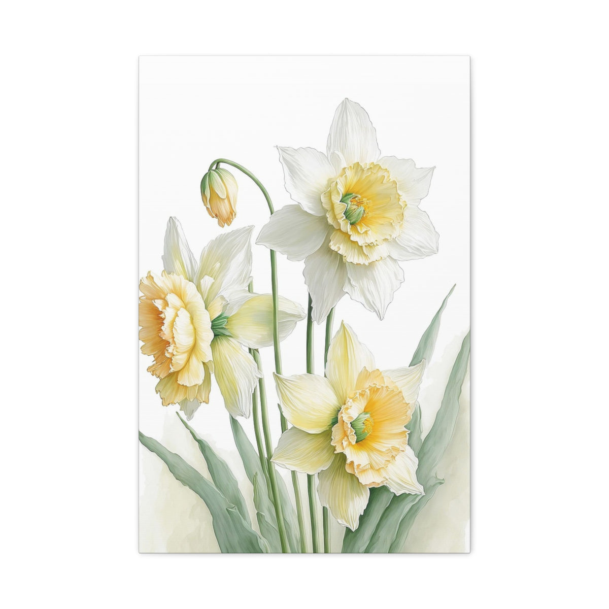 Matte Canvas, Stretched, 1.25" beautiful flowers white and yellow.