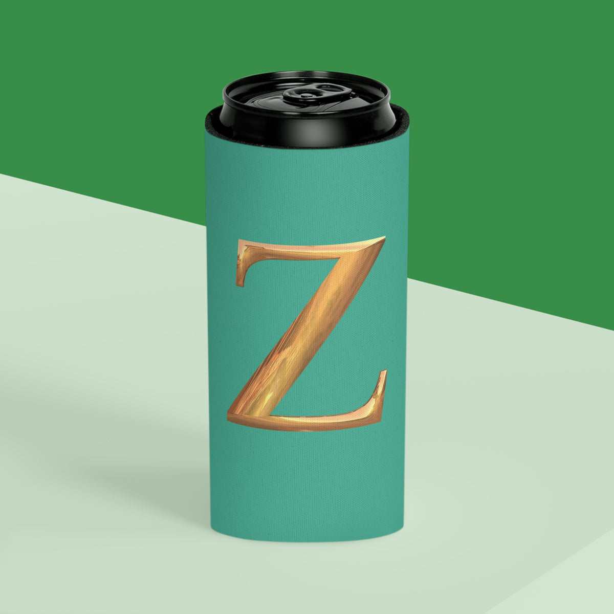 Personalized Monogram "Z" Can Cooler - Stylish Drink Holder for Parties, Weddings, Beach Days, Summer Gatherings, Gifts