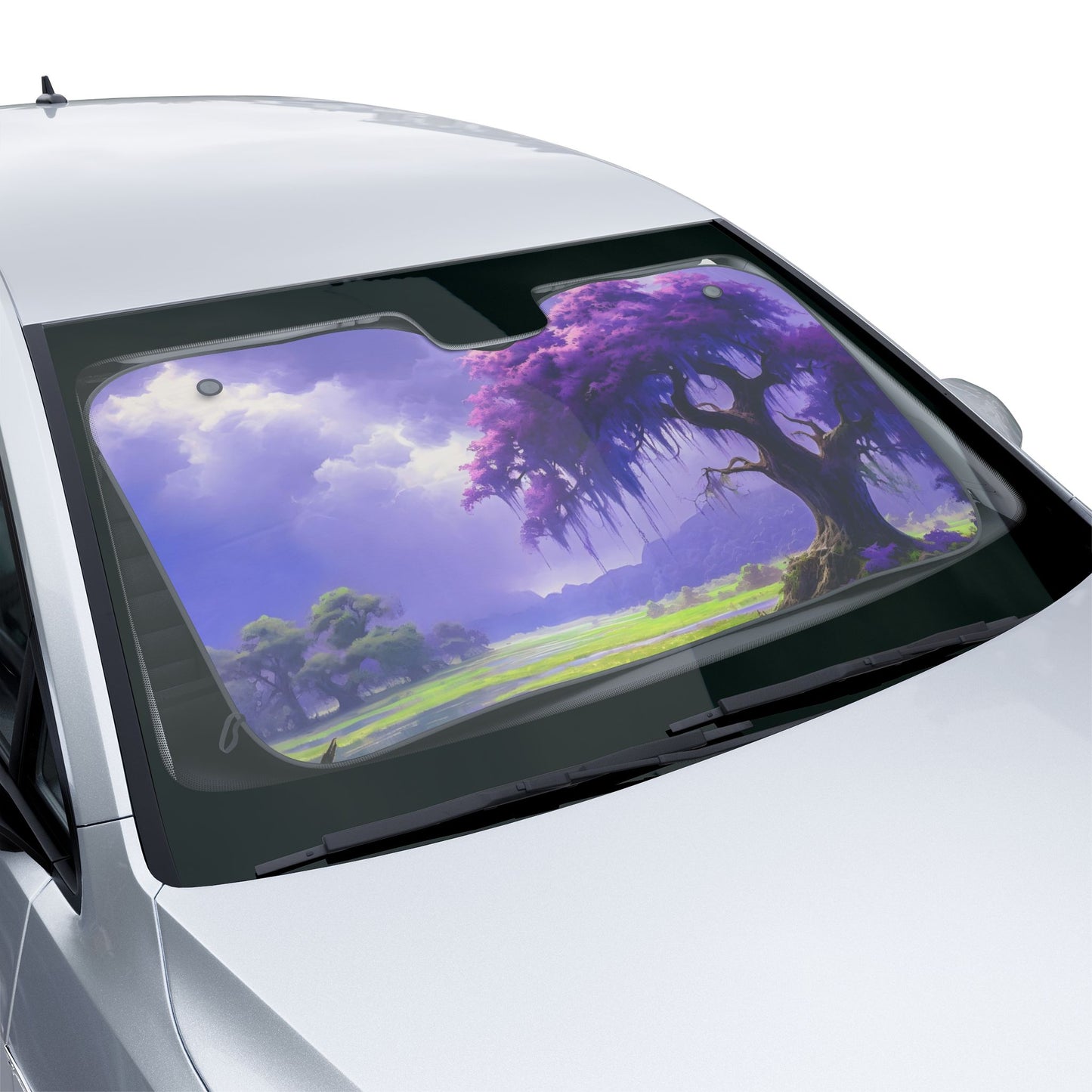 Car Sun Shade - Purple Fantasy Tree Windshield Cover