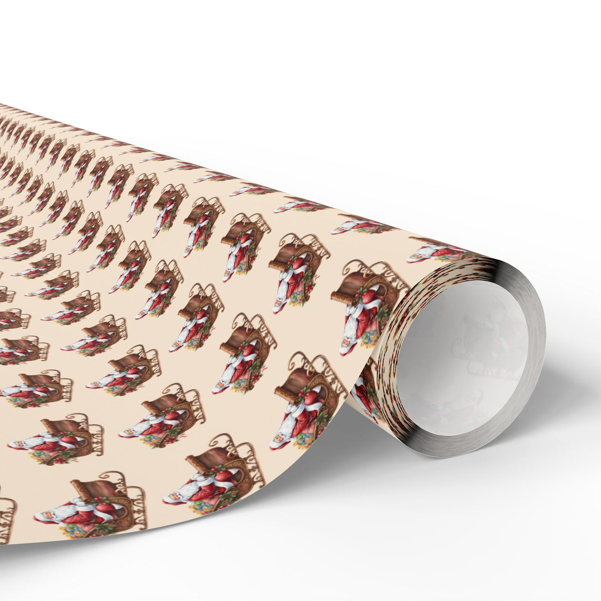Vintage Santa Gift Wrapping Paper Roll — Holiday Present Wrap