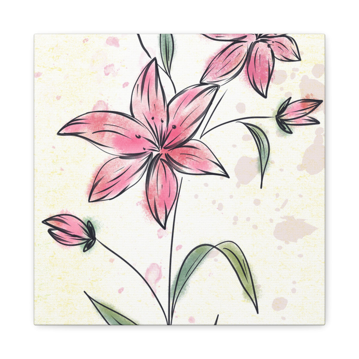 Matte Canvas, Stretched, 1.25" Tulips Pink Flowers