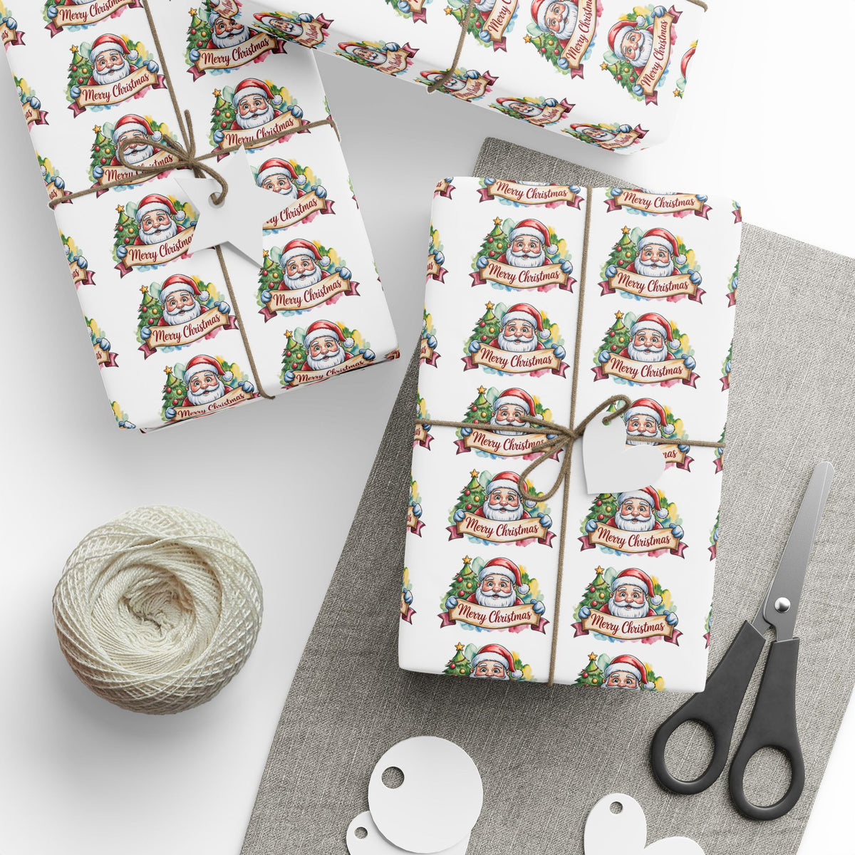 Holiday Santa Emblem Wrapping Paper Roll