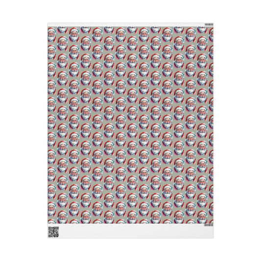 Santa Face Wrapping Paper Roll — Festive Holiday Gift Wrap