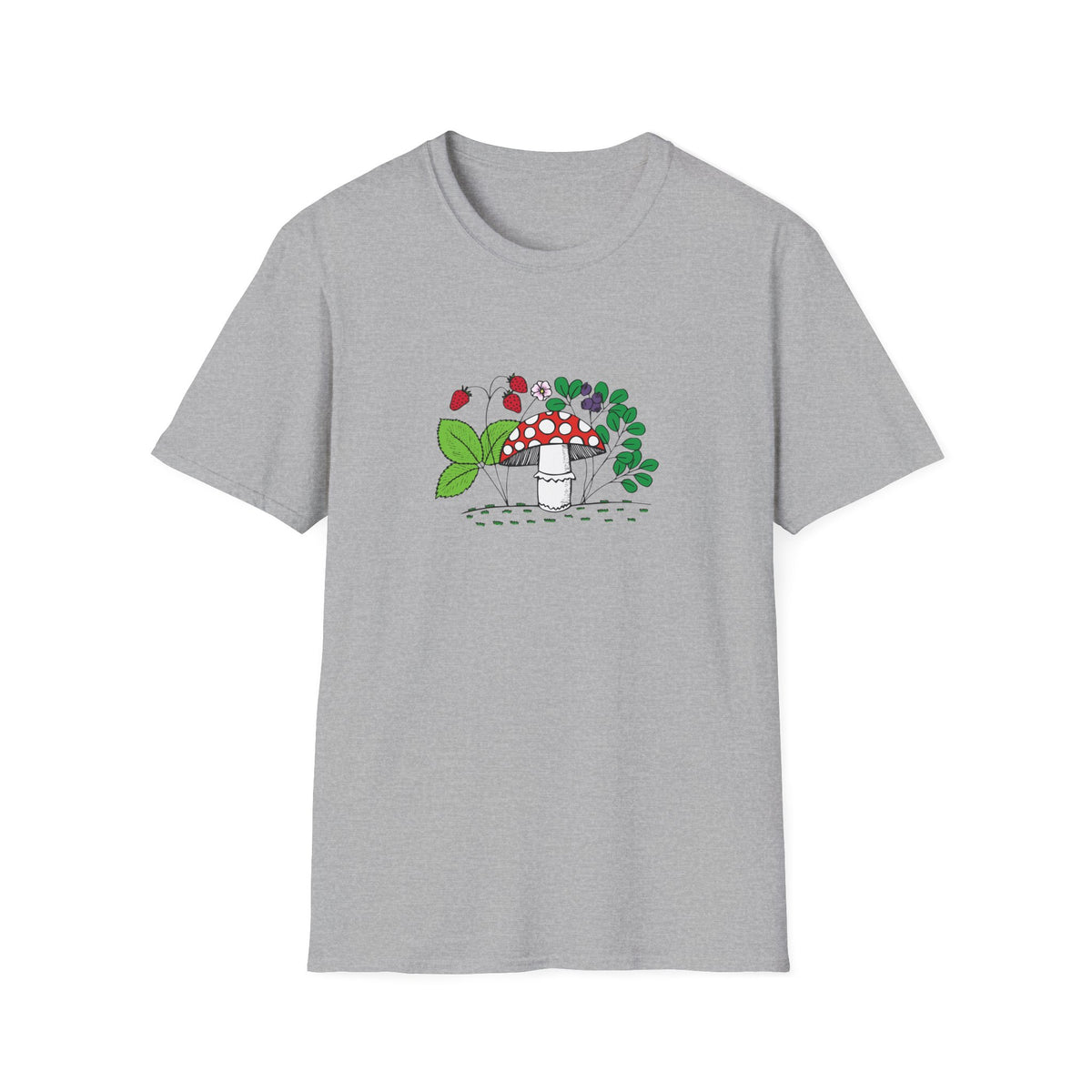 Whimsical Mushroom T-Shirt for Nature Lovers, Casual Tees, Gift for Gardeners, Unisex Softstyle Shirt, Eco-Friendly Apparel