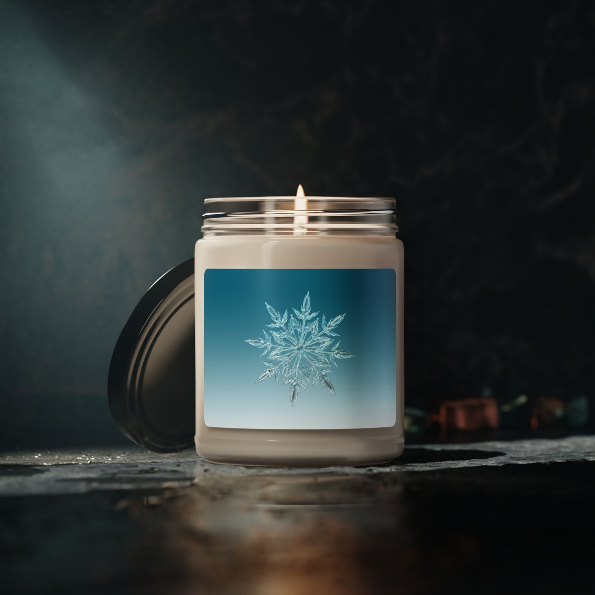 Winter Snowflake Scented Soy Candle — 9oz Holiday Aromatherapy Candle