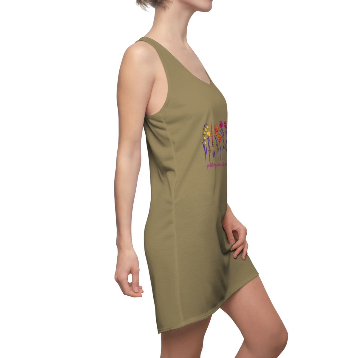 Floral Racerback Dress for Women - Fun & Stylish Summer Dress, Casual Wear, Beach Vacation Dress, Gift for Her