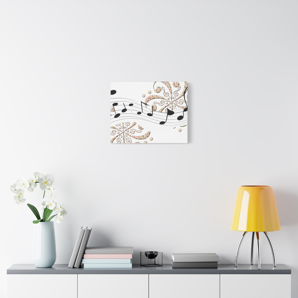 Musical Note Canvas Art, Floral Decor for Home, Music Lover Gift, Wall Art for Musicians, Unique Gift Idea