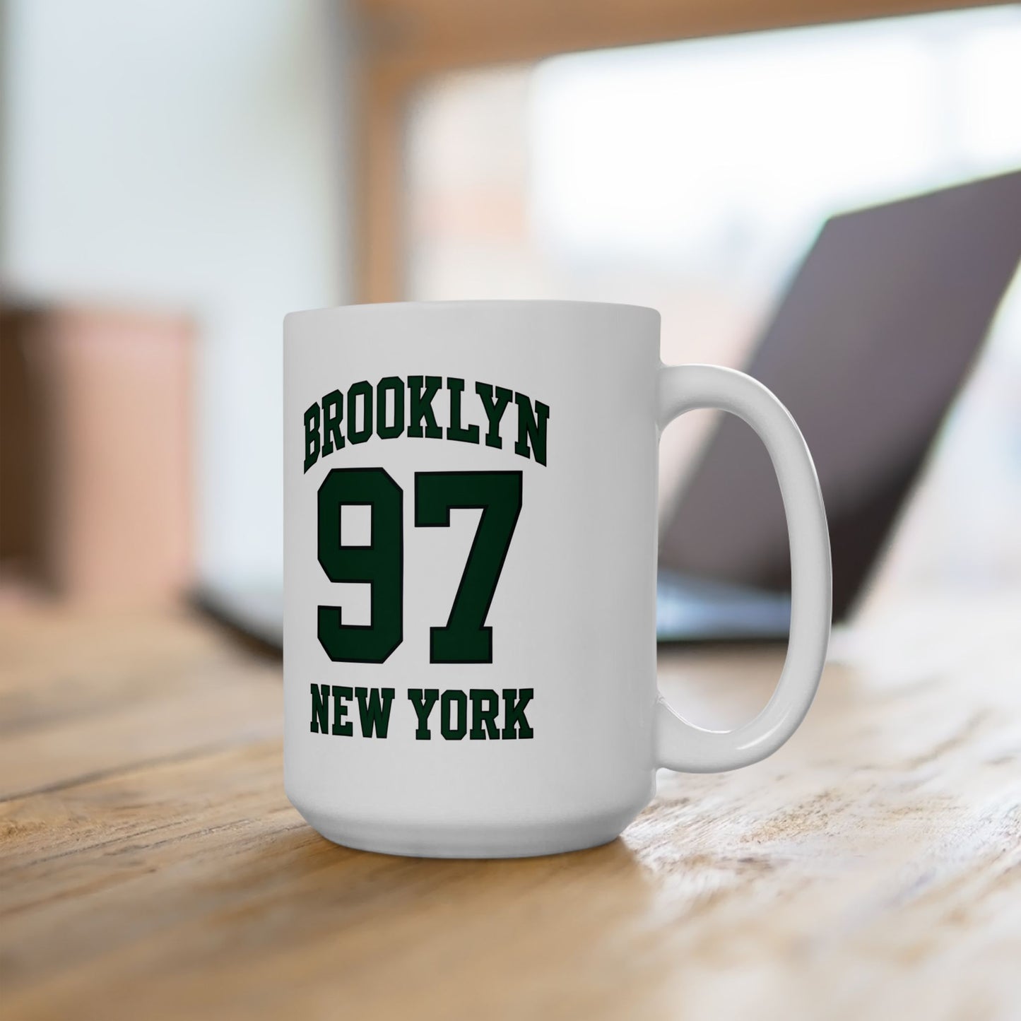 Brooklyn 97 New York Ceramic Mug – Vintage Varsity Number Coffee Cup (11oz, 15oz)