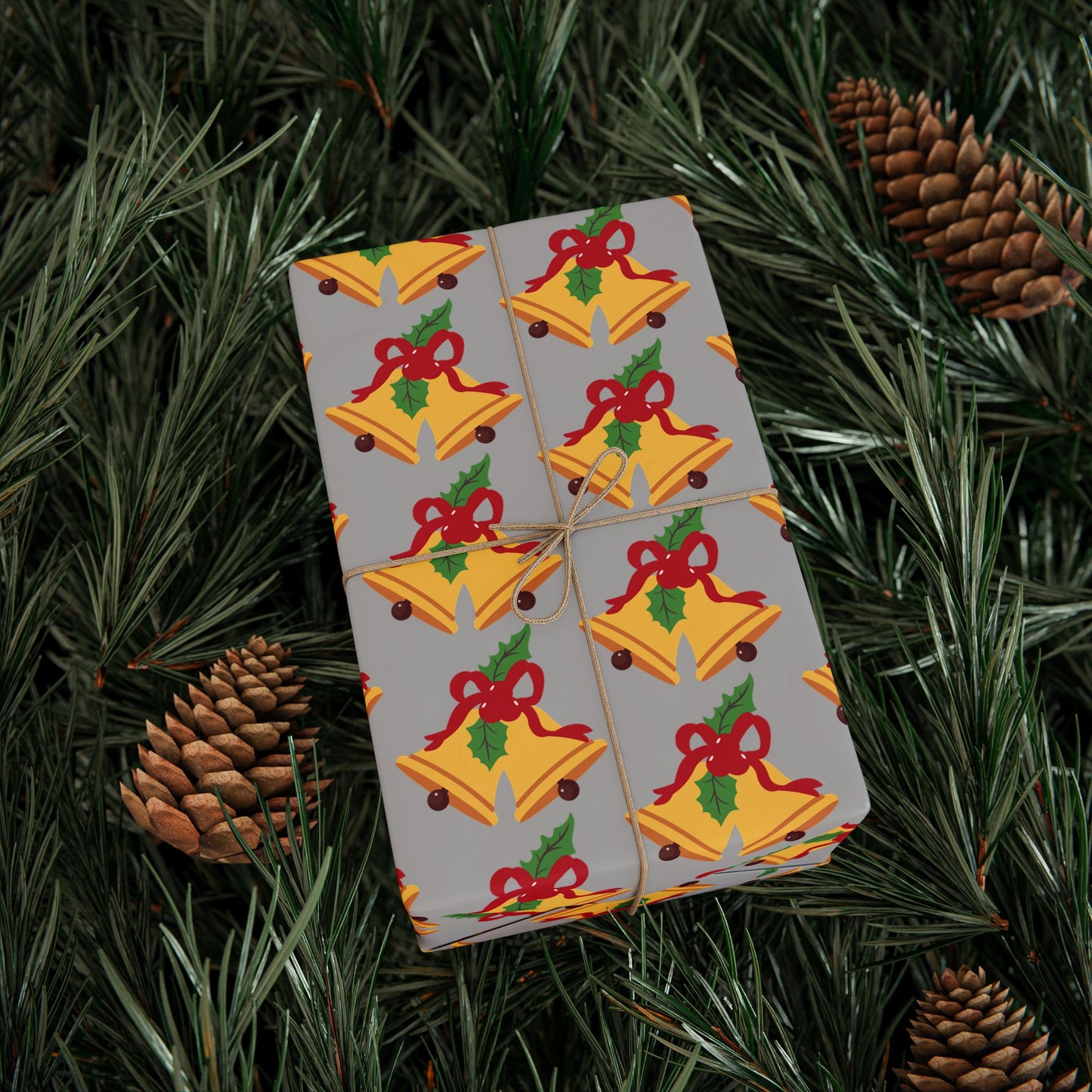 Holiday Bell Pattern Wrapping Paper — Festive Christmas Gift Wrap Roll