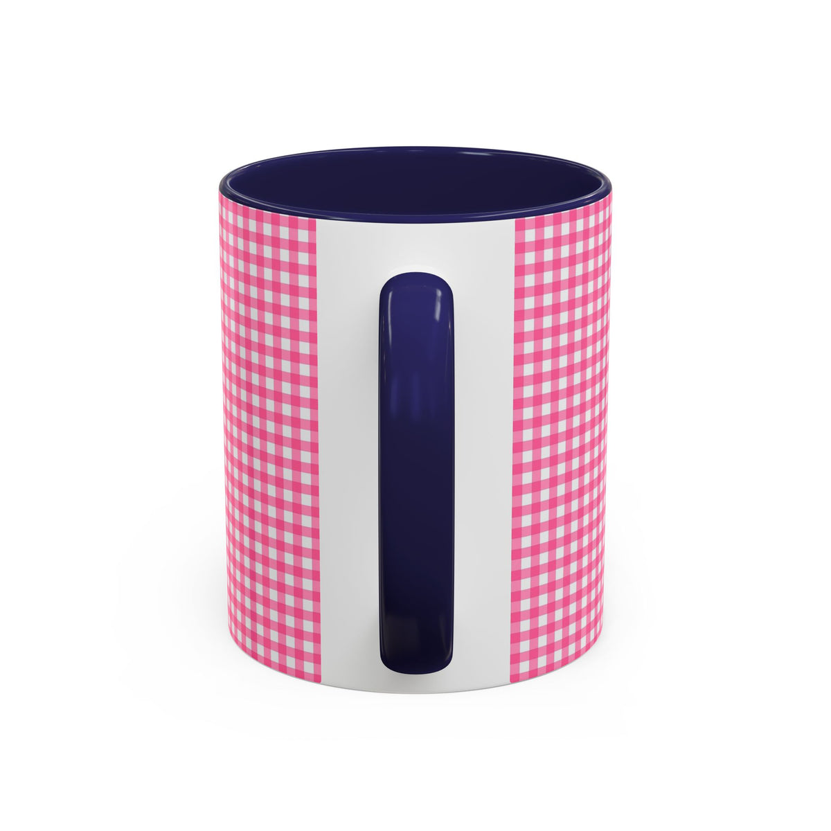 Pink Gingham Accent Coffee Mug, Cute Kitchen Decor, Gift for Coffee Lovers, Home Office Mug, Spring and Summer Vibes