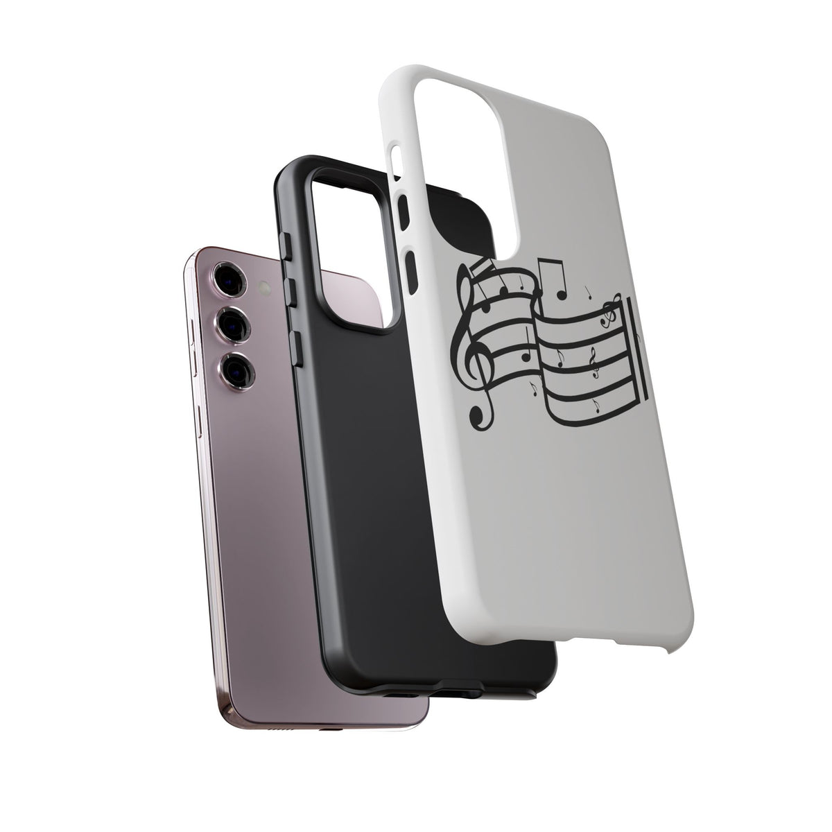 Musical Notes Phone Case — Black Treble Clef Music Staff Tough Case