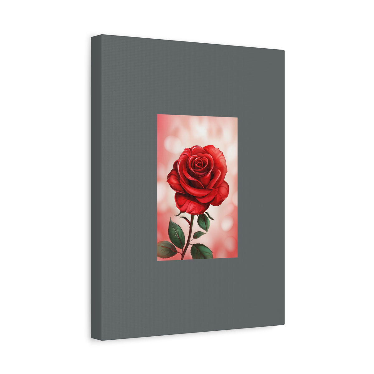 Red Rose Vertical Matte Canvas Print — Romantic Floral Wall Art