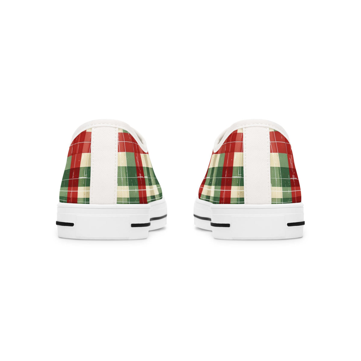 Low Top Sneakers — Red & Green Plaid Holiday Canvas Shoes