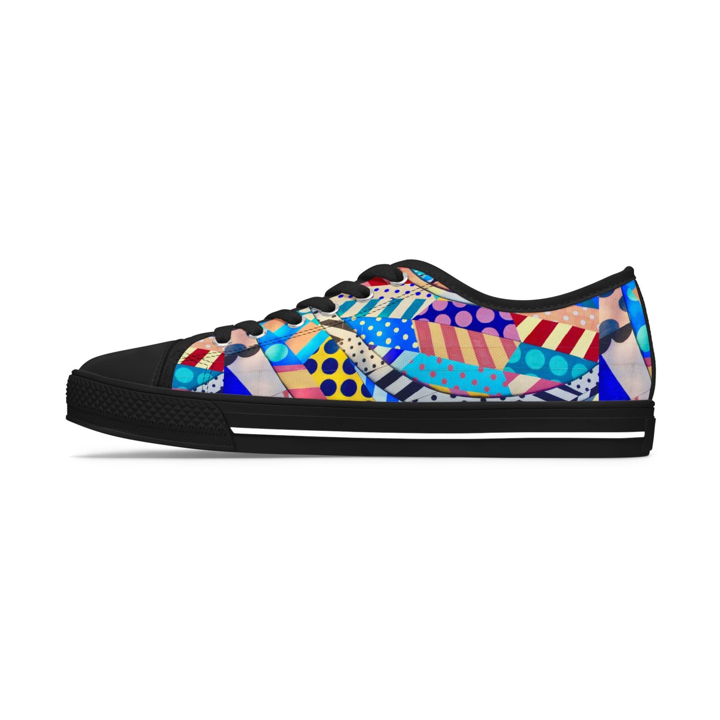 Colorful Abstract Pattern Low Top Sneakers – Bold Geometric Print