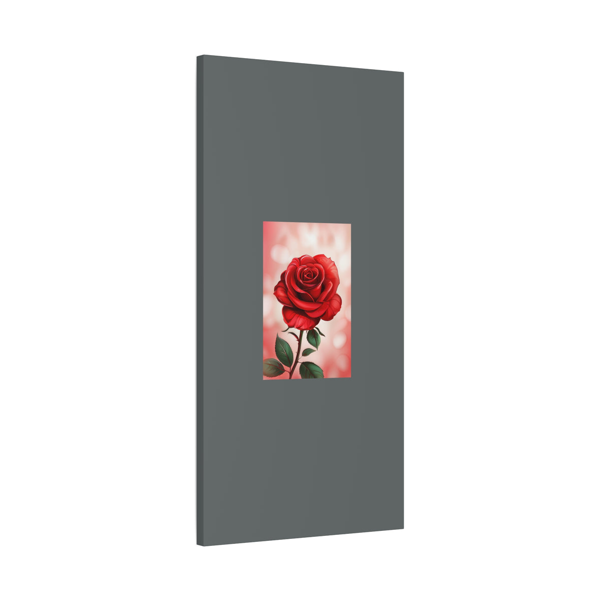 Red Rose Vertical Matte Canvas Print — Romantic Floral Wall Art