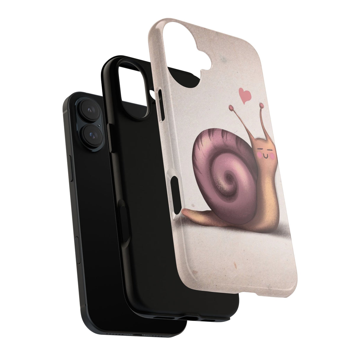 Cute Snail Phone Case — Pink Heart Cartoon Protective iPhone Cover