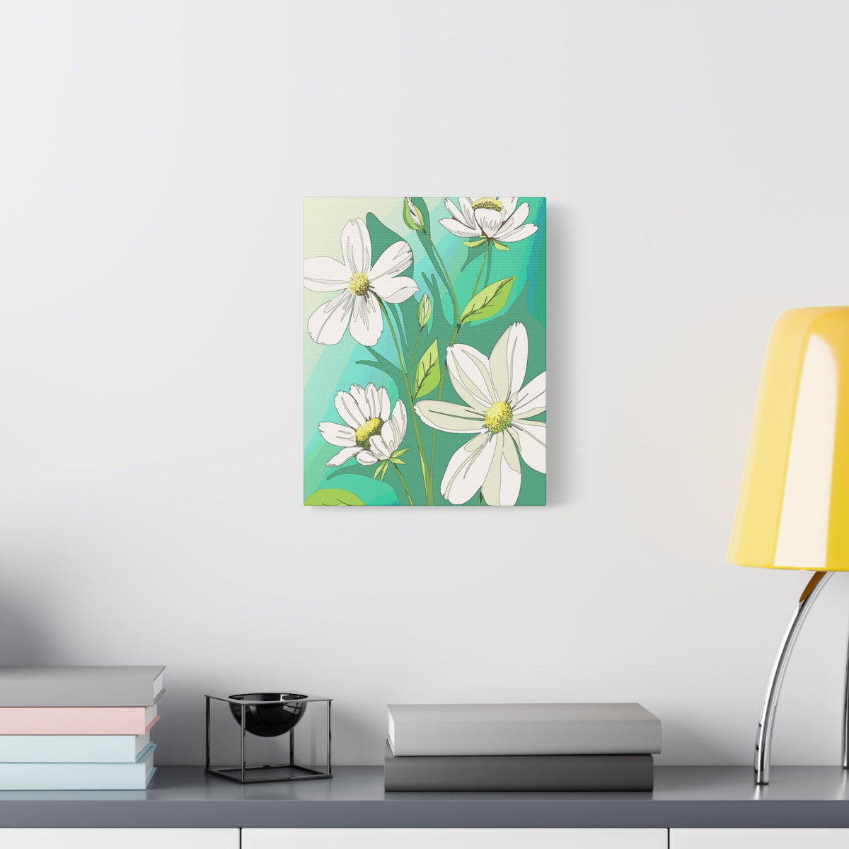 Matte Canvas, Stretched, 1.25" White Flowers