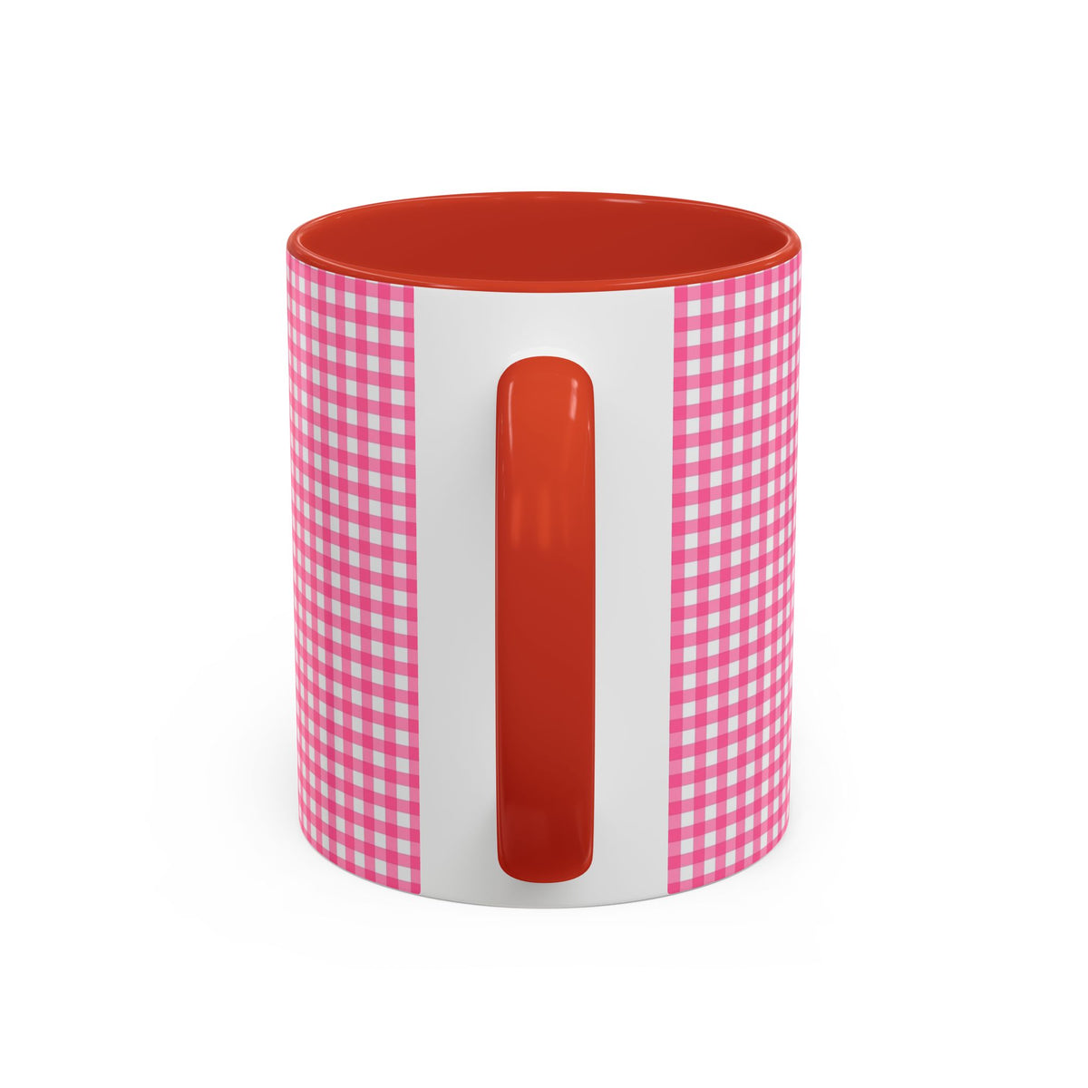 Pink Gingham Accent Coffee Mug, Cute Kitchen Decor, Gift for Coffee Lovers, Home Office Mug, Spring and Summer Vibes