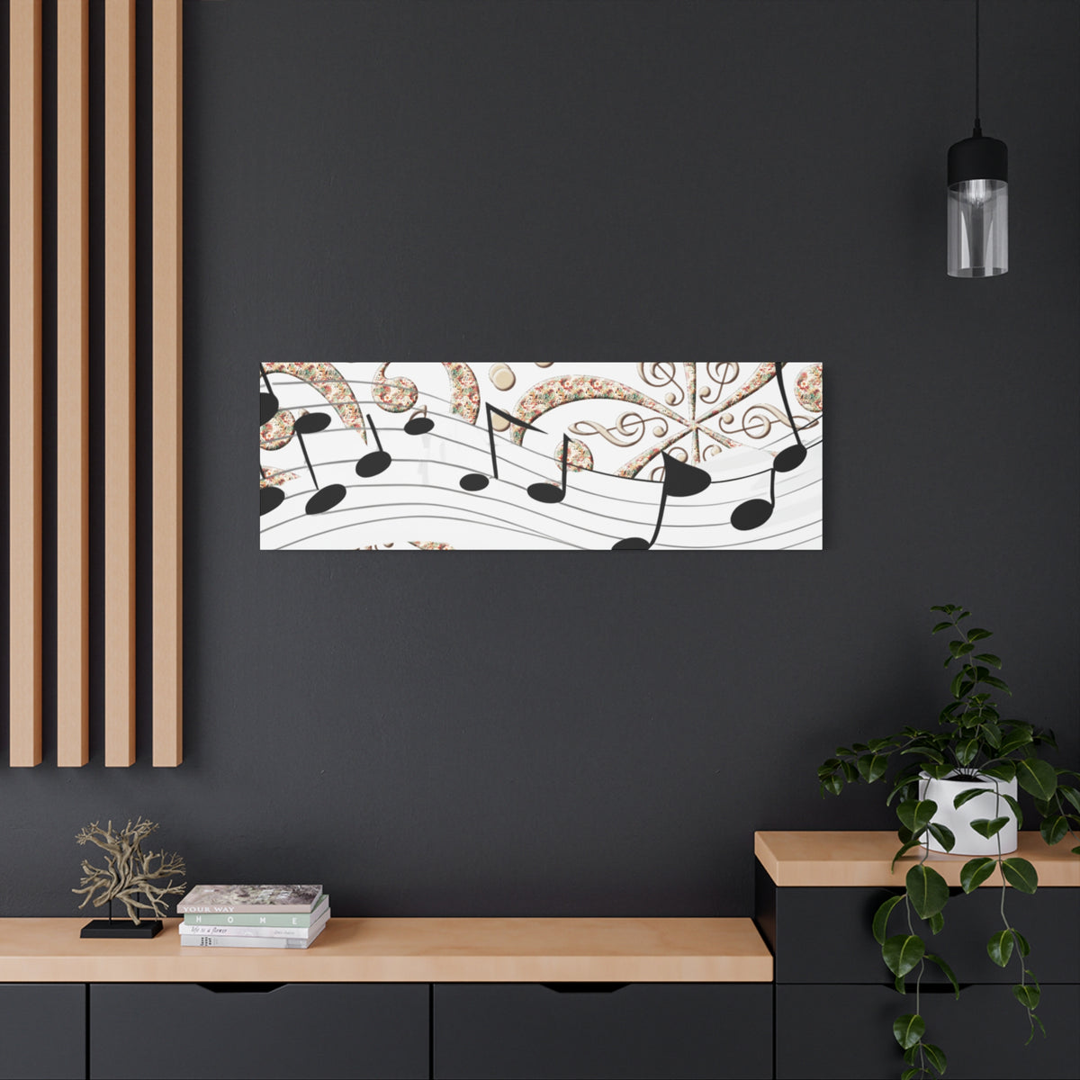 Musical Note Canvas Art, Floral Decor for Home, Music Lover Gift, Wall Art for Musicians, Unique Gift Idea