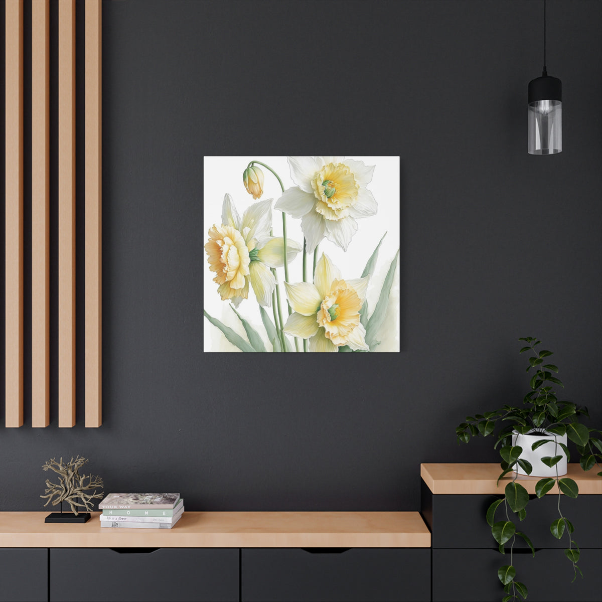 Matte Canvas, Stretched, 1.25" beautiful flowers white and yellow.