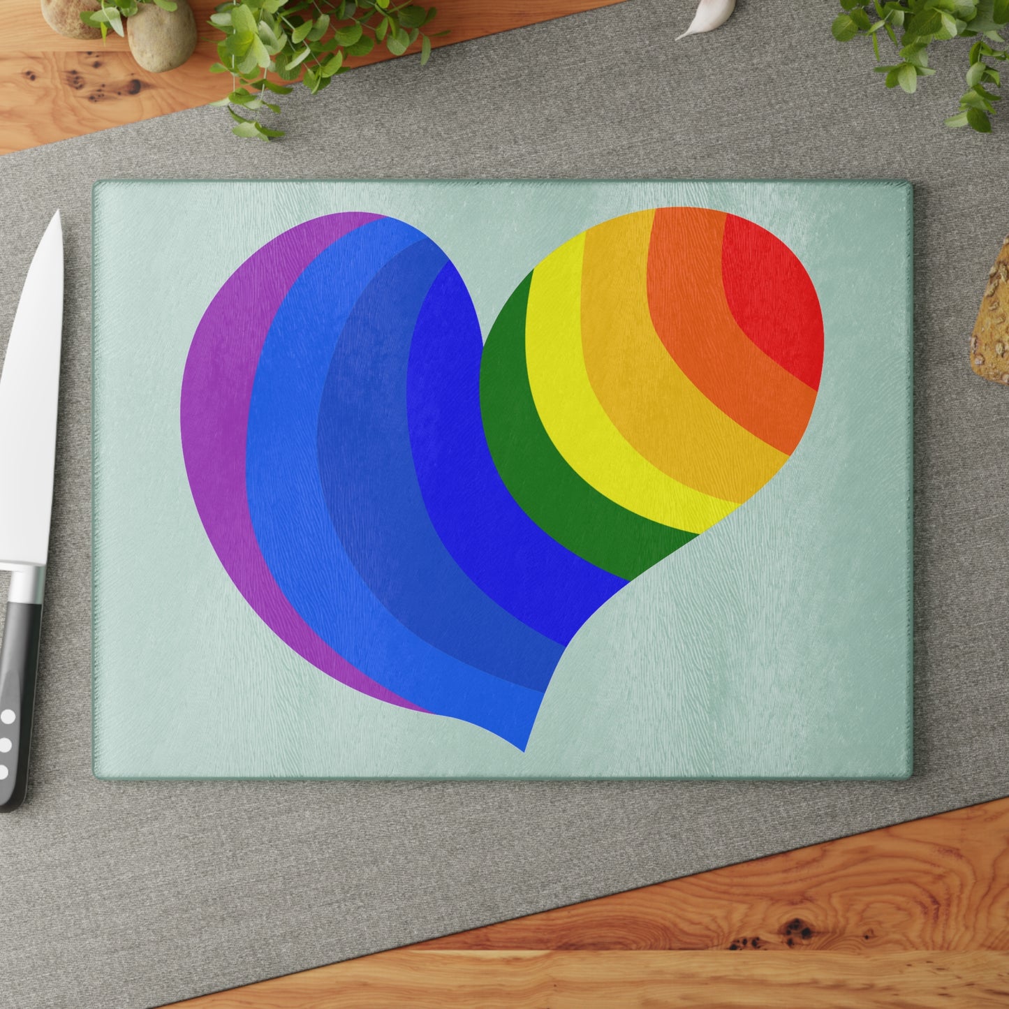 Colorful Heart Glass Cutting Board | LGBTQ