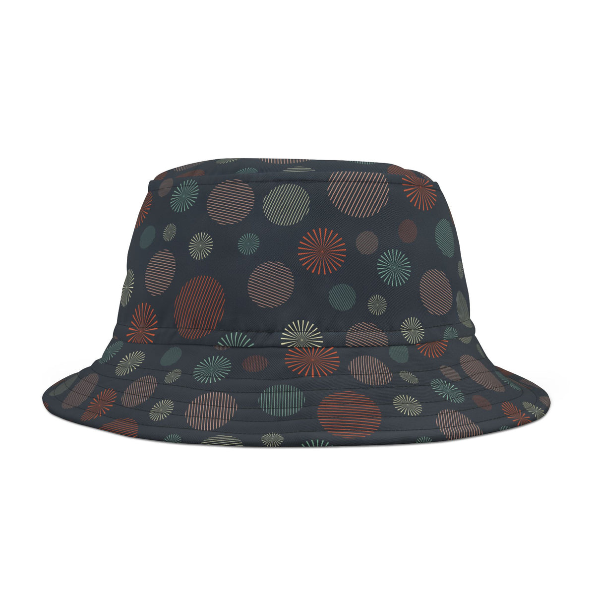 Bucket Hat — Dark Confetti Dot Pattern, Stylish Sun & Festival Accessory