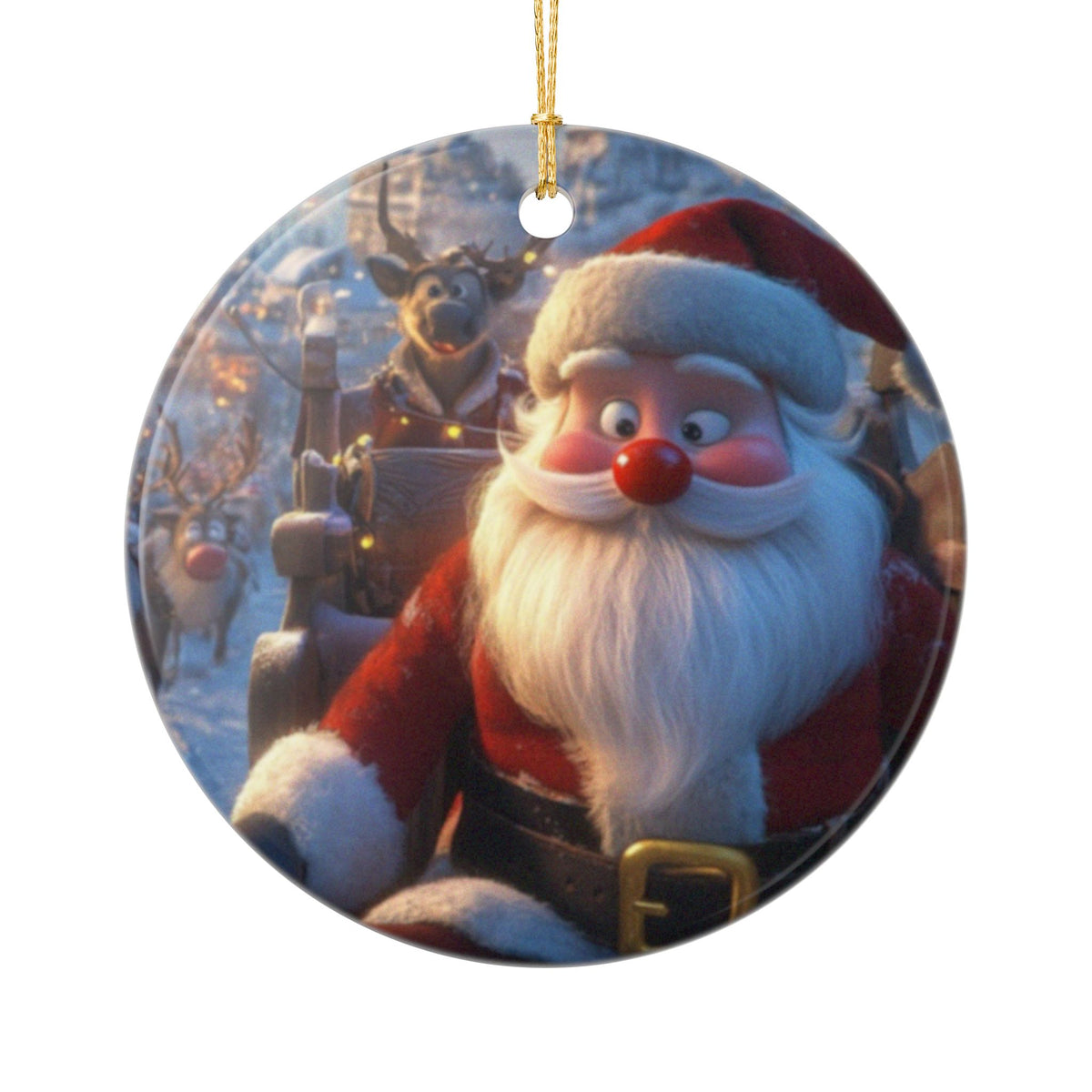 Christmas Ceramic Ornaments, Personalized Holiday Decor, 2-Sided Santa Gift, Festive Tree Decoration, Unique Keepsake