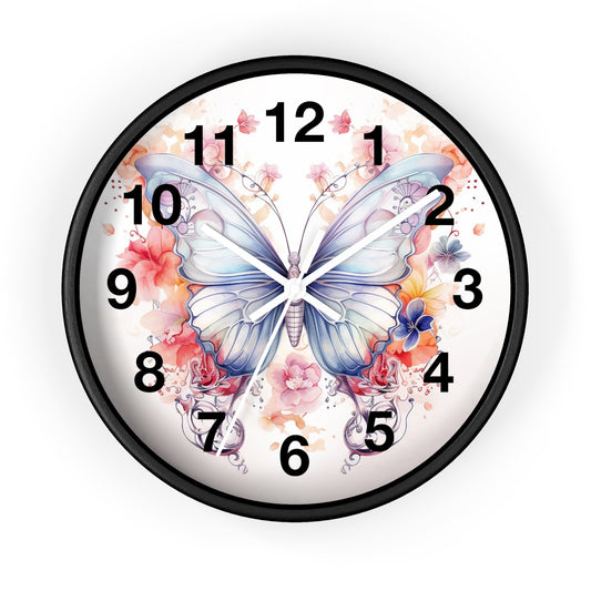 Butterfly Floral Wall Clock - Home Decor, Gift for Nature Lovers, Butterfly Art, Colorful Clock, Spring Decor