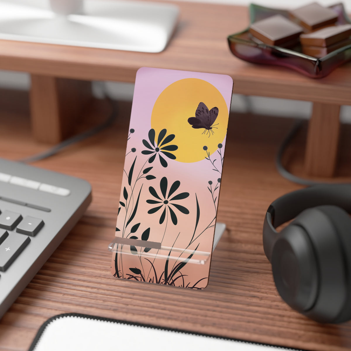 Butterfly Floral Mobile Display Stand, Phone Holder, Desk Organizer, Gift for Nature Lovers, Butterfly Décor, Cute Phone Accessory