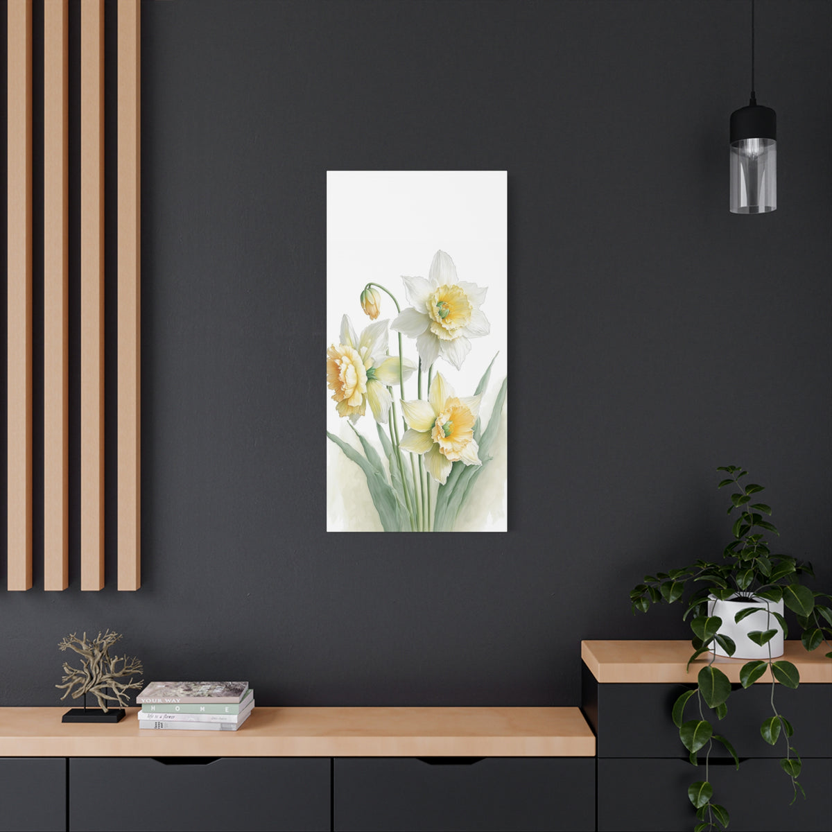 Matte Canvas, Stretched, 1.25" beautiful flowers white and yellow.