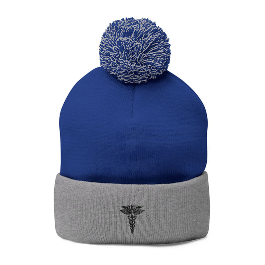 Cozy Pom-Pom Knit Cap, Winter Beanie, Embroidered Hat, Gift for Him/Her, Stylish Knitwear, Cold Weather Accessory