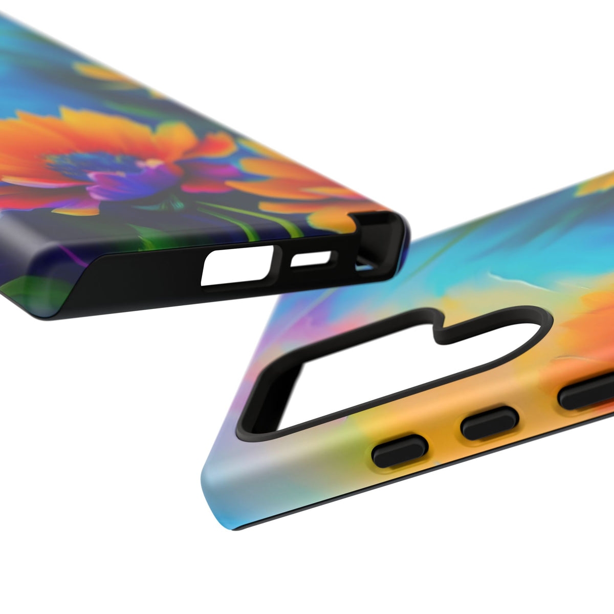 Floral Burst Tough Phone Case — Vibrant Watercolor Flowers Protective Cover