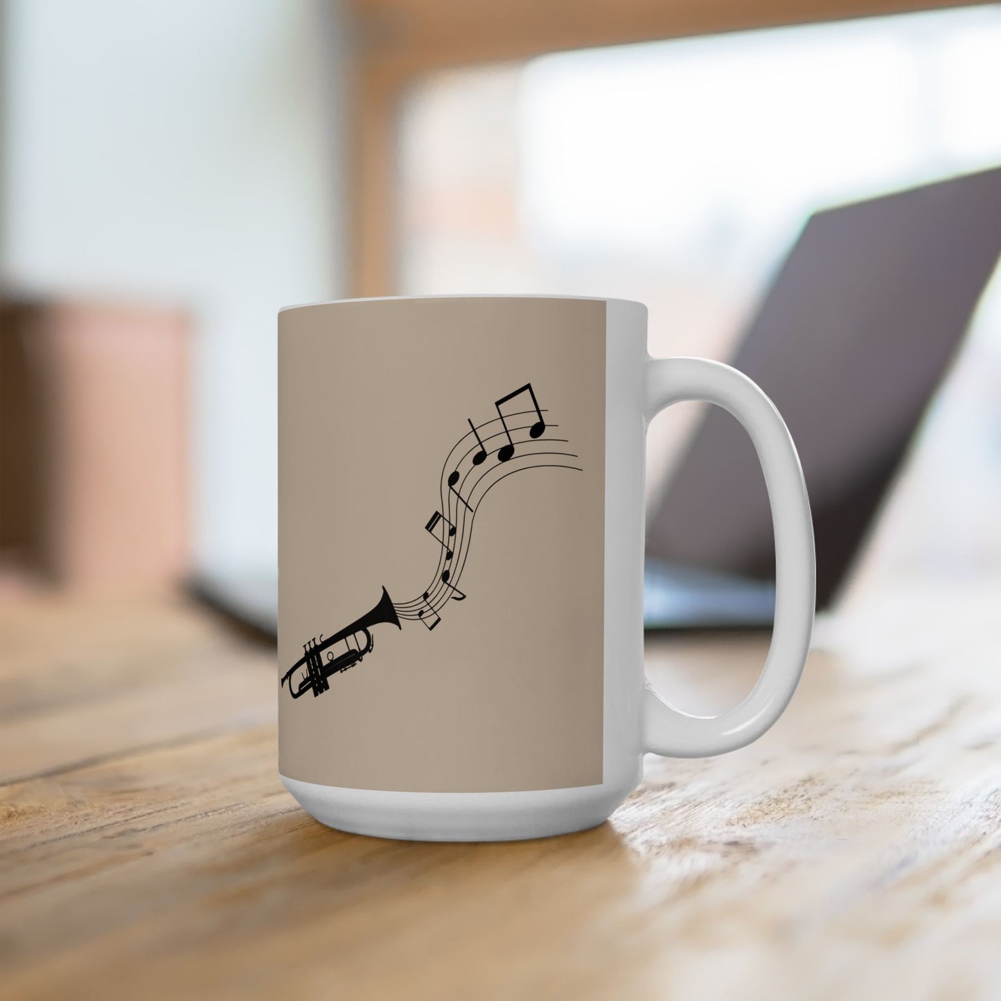 Trumpet Notes Ceramic Mug — Musical Instrument Coffee Cup (11oz/15oz)