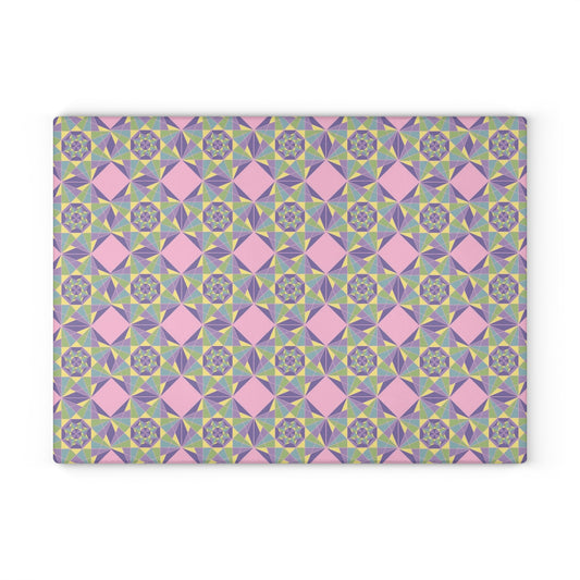 Pastel Pattern Glass Cutting Board, Kitchen Gift, Home Decor, Wedding Present, Cooking Essential, Unique Kitchenware