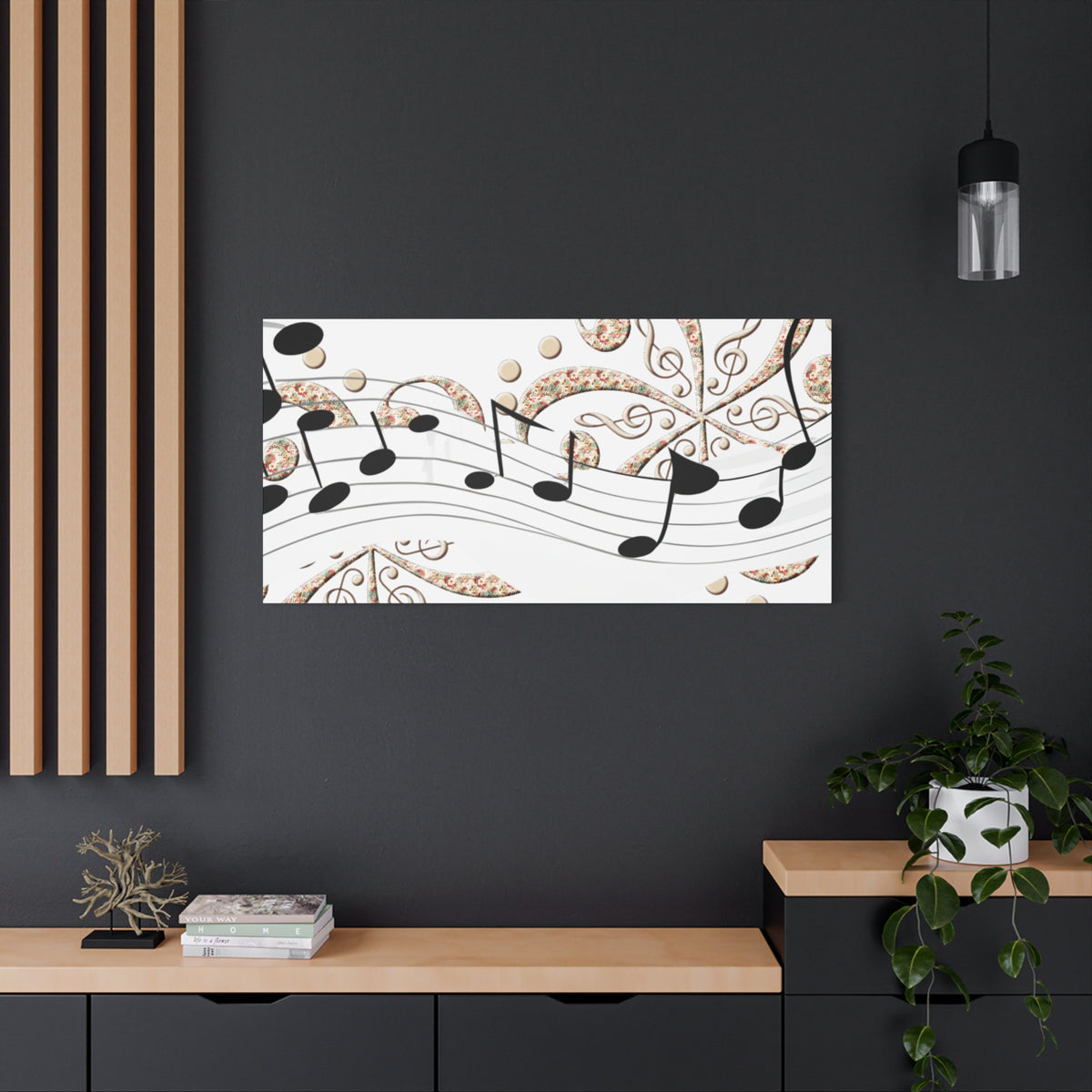 Musical Note Canvas Art, Floral Decor for Home, Music Lover Gift, Wall Art for Musicians, Unique Gift Idea