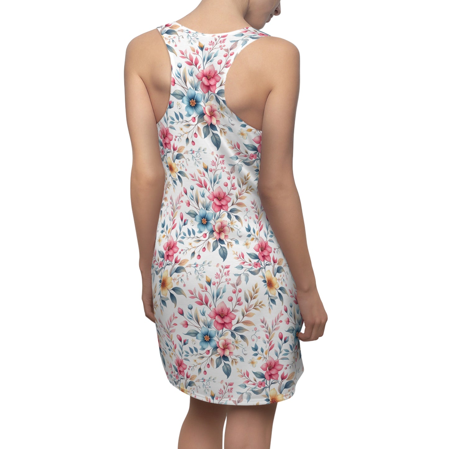 Floral Summer Racerback Dress, Feminine Floral Dress, Casual Outfit, Beach Wear, Spring Fashion, Garden Party Dress