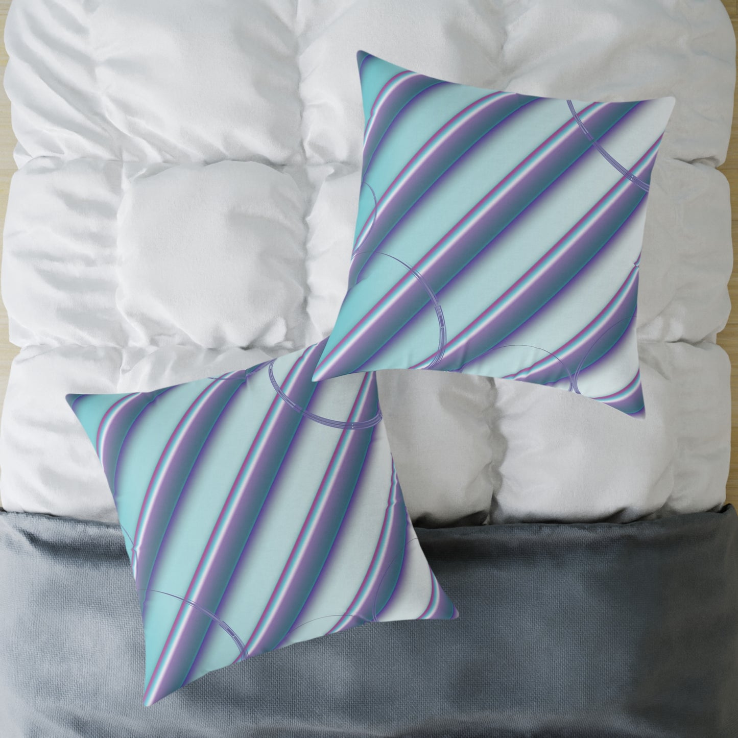 Abstract Teal & Lavender Striped Throw Pillow
