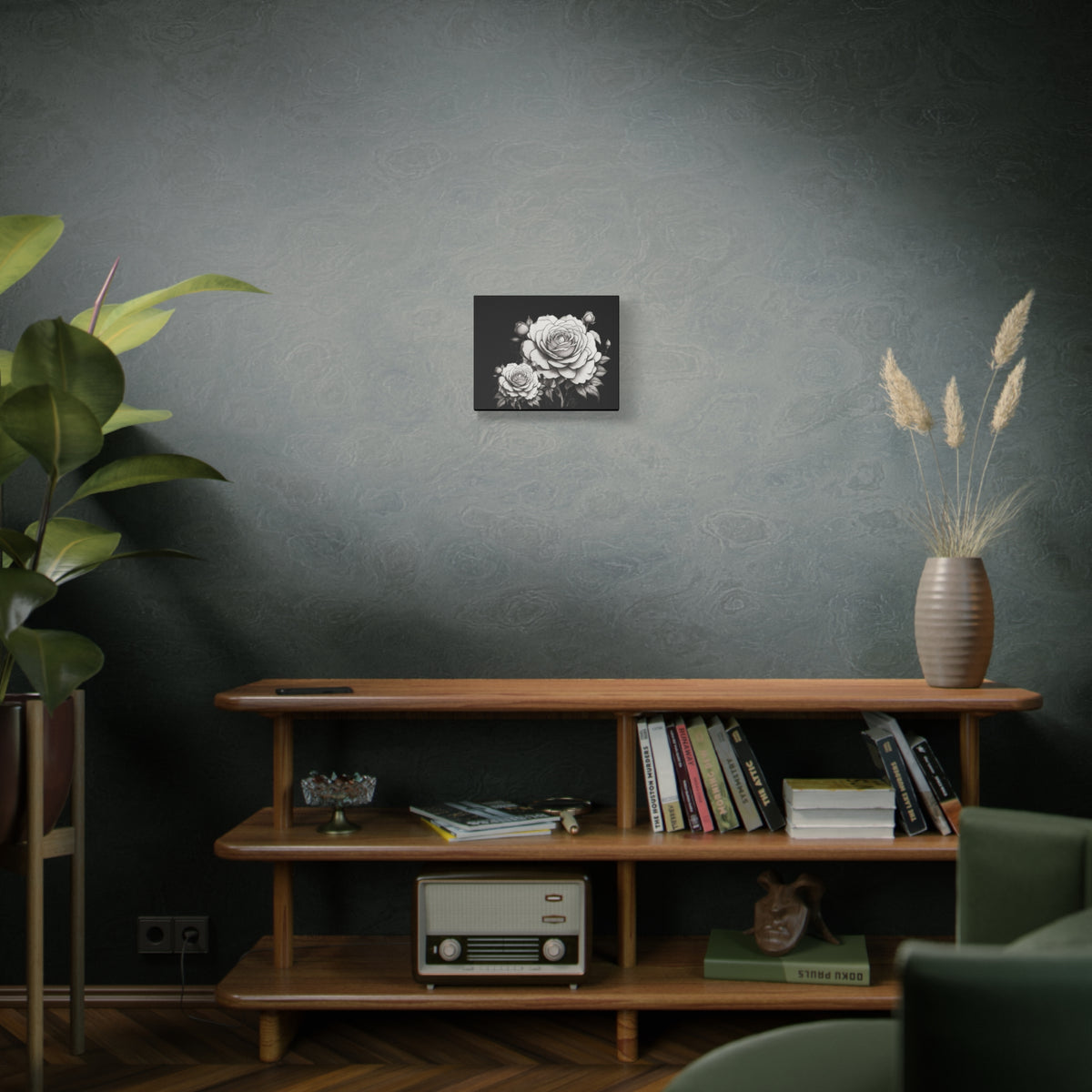 Monochrome Rose Canvas Print — Black & White Floral Wall Art