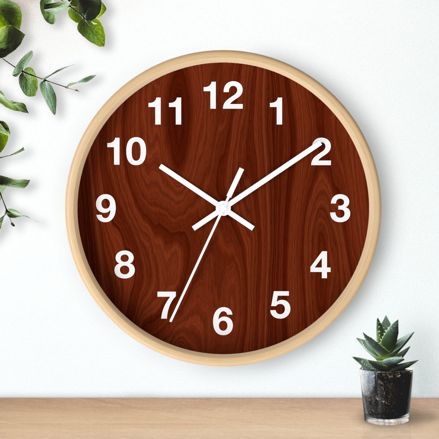 Natural Wood Wall Clock, Rustic Home Decor, Boho Style Clock, Modern Design, Gift for Housewarming, Office Clock