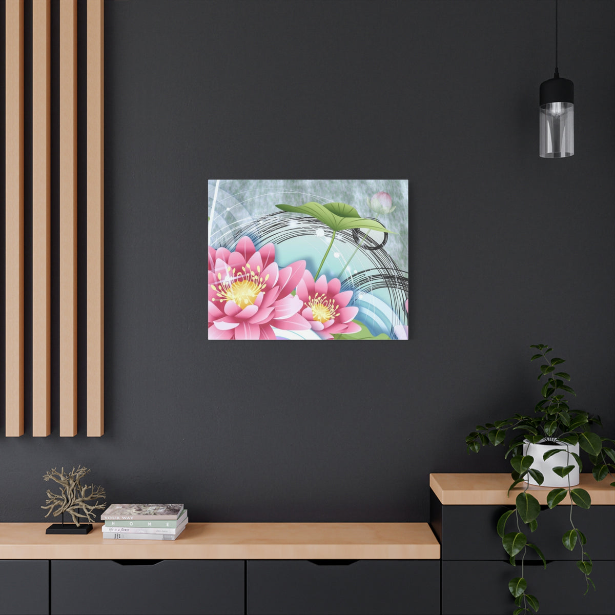 Lotus Blossom Matte Canvas Wall Art — Stretched 1.25" Decorative Print
