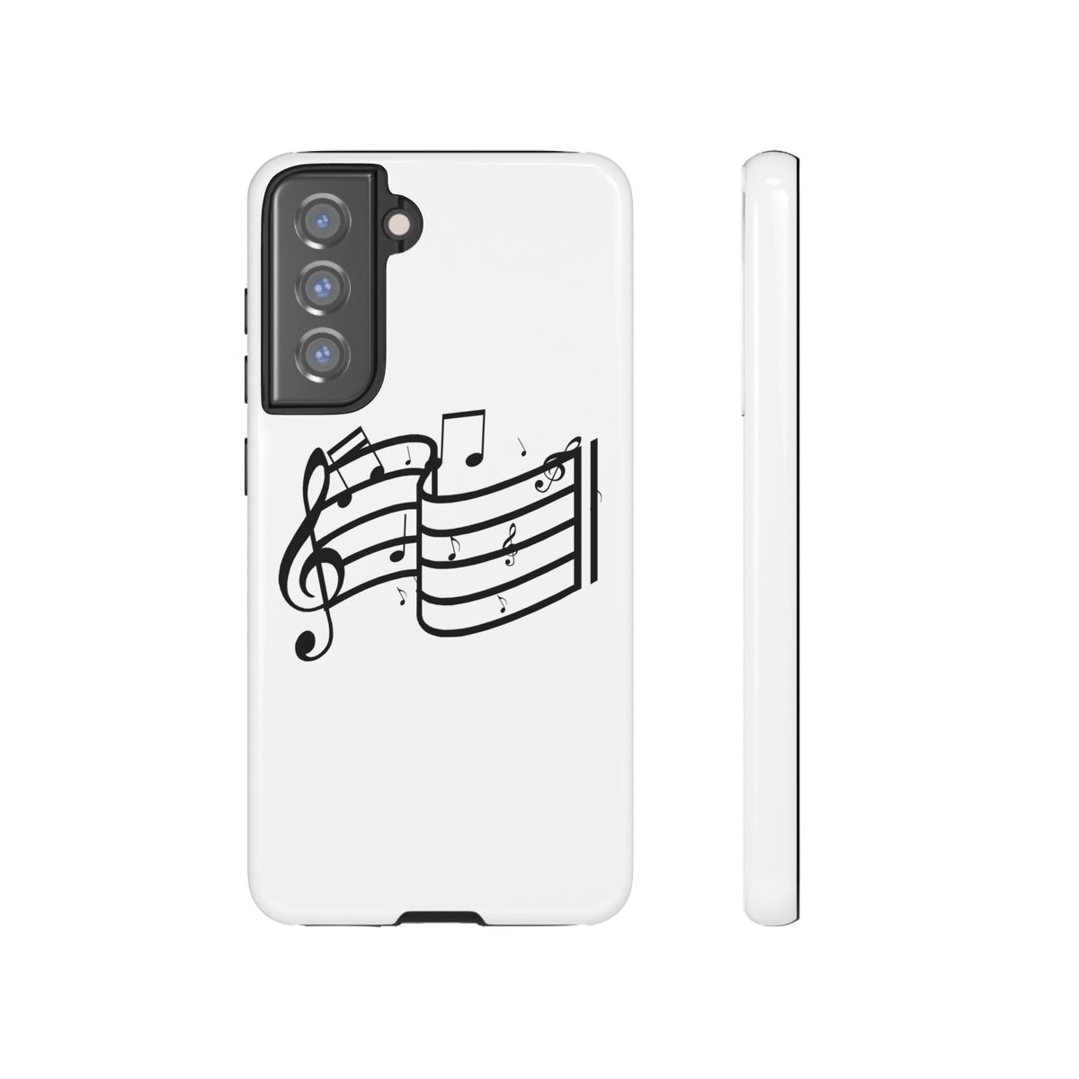 Musical Notes Phone Case — Black Treble Clef Music Staff Tough Case