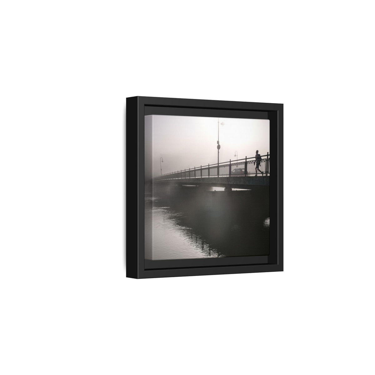 Framed Matte Canvas - Foggy Bridge Black & White Photography