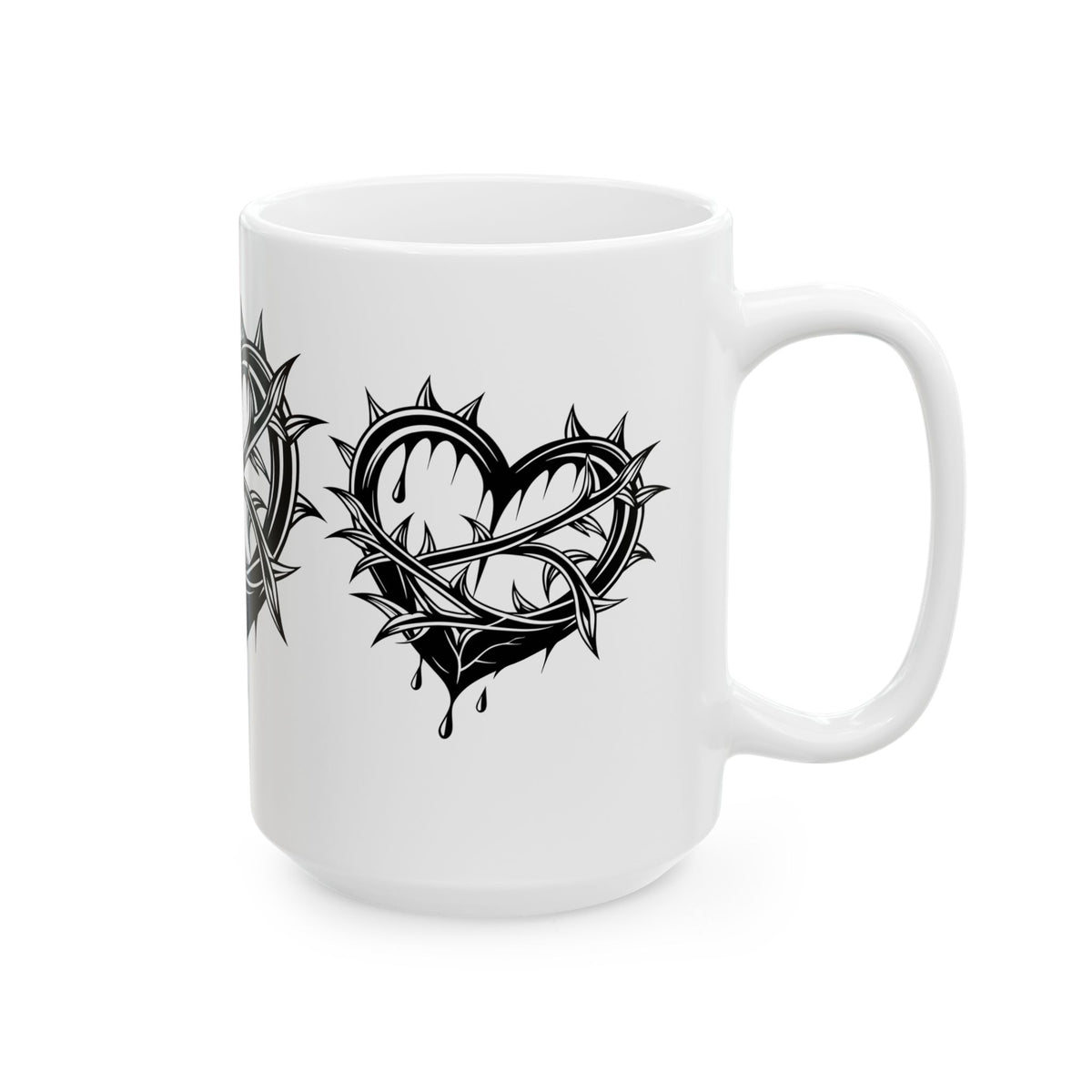 Gothic Heart Design Ceramic Mug | Unique Coffee Cup for Gifts, Valentine's Day, Home Decor, Art Lovers, or Halloween