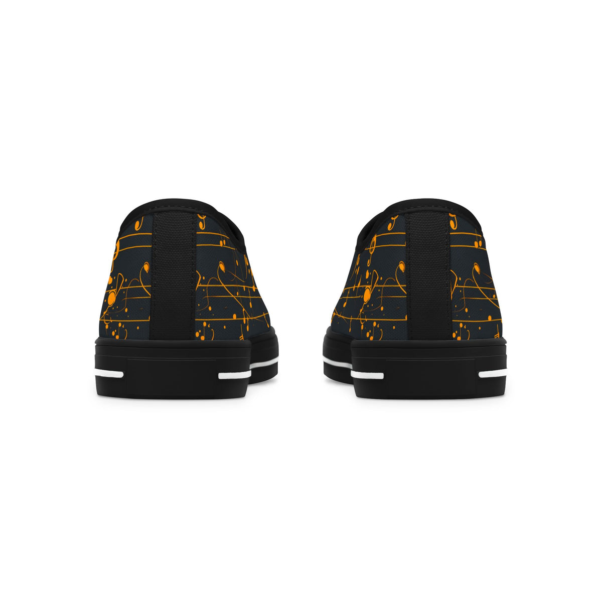 Low Top Sneakers — Black Gold Musical Notes Design