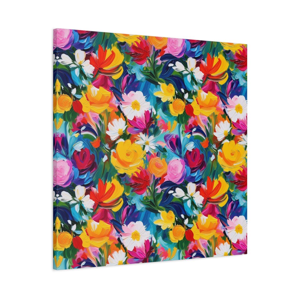 Vibrant Floral Matte Canvas Wall Art — Colorful Garden Print, Stretched 1.25"