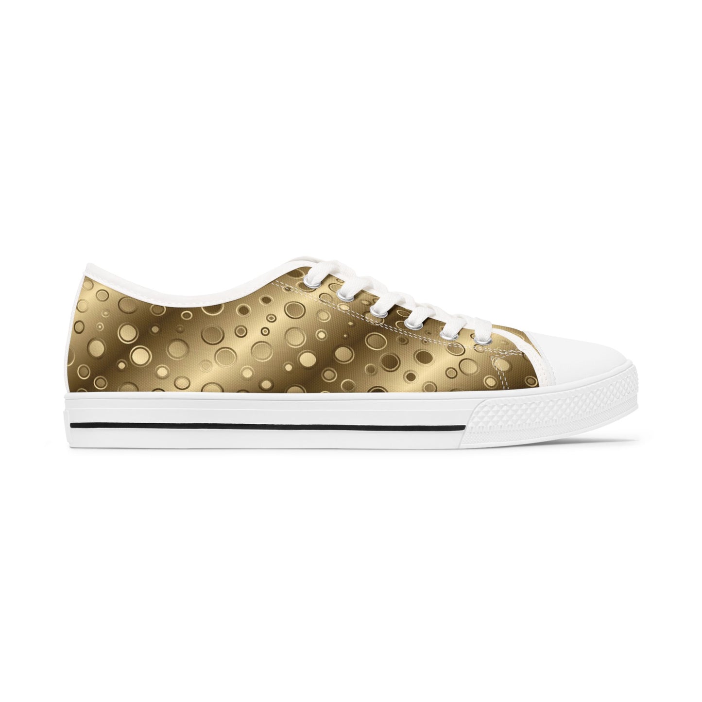 Gold Metallic Pattern Women's Low Top Sneakers