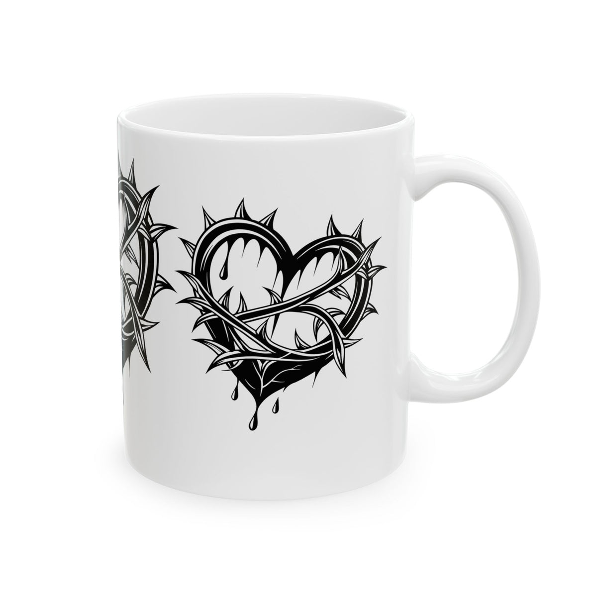 Gothic Heart Design Ceramic Mug | Unique Coffee Cup for Gifts, Valentine's Day, Home Decor, Art Lovers, or Halloween